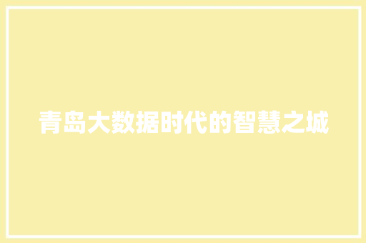 青岛大数据时代的智慧之城
