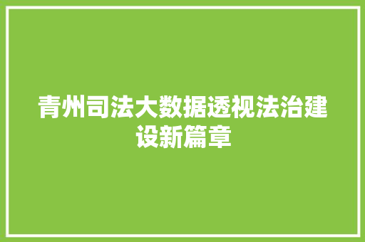 青州司法大数据透视法治建设新篇章