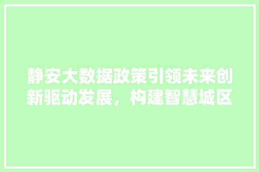 静安大数据政策引领未来创新驱动发展，构建智慧城区新格局