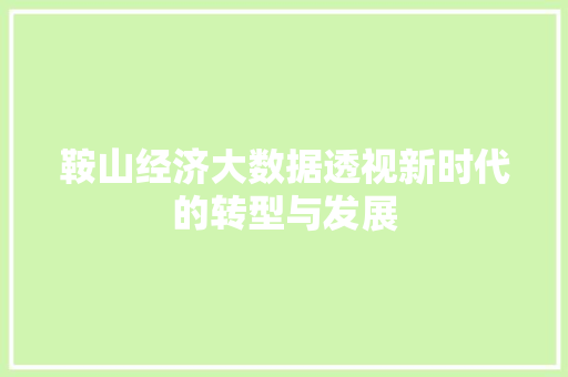鞍山经济大数据透视新时代的转型与发展