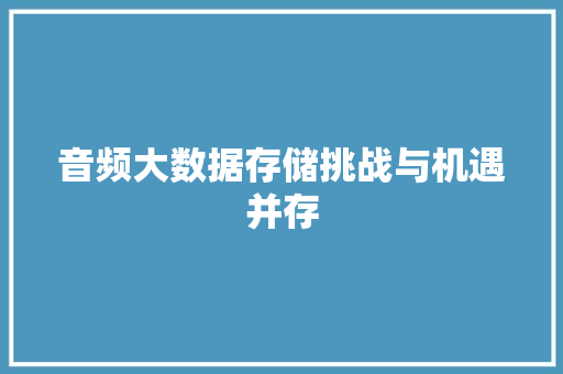 音频大数据存储挑战与机遇并存
