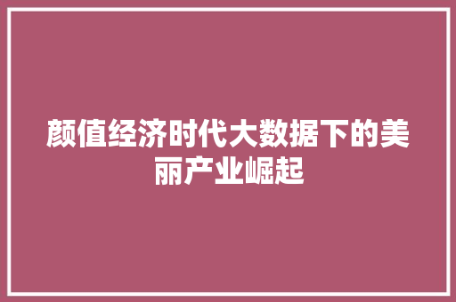颜值经济时代大数据下的美丽产业崛起