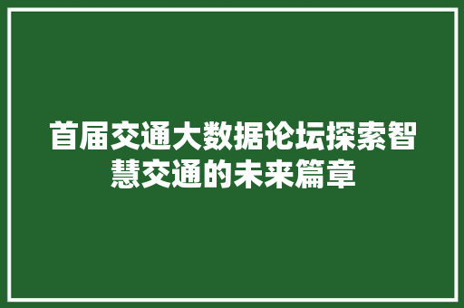 首届交通大数据论坛探索智慧交通的未来篇章