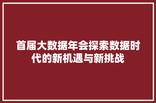 首届大数据年会探索数据时代的新机遇与新挑战