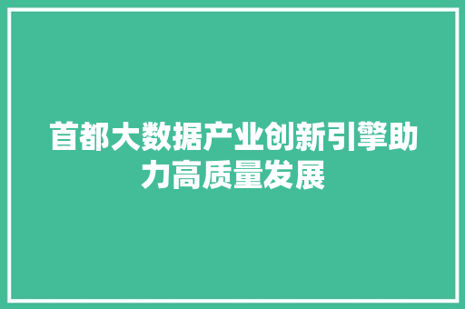 首都大数据产业创新引擎助力高质量发展