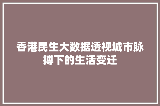 香港民生大数据透视城市脉搏下的生活变迁