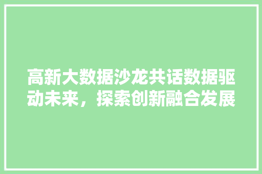 高新大数据沙龙共话数据驱动未来，探索创新融合发展之路