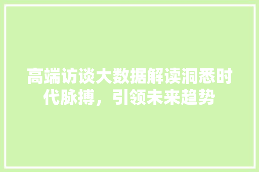 高端访谈大数据解读洞悉时代脉搏，引领未来趋势