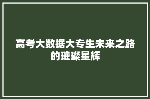 高考大数据大专生未来之路的璀璨星辉