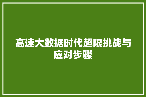 高速大数据时代超限挑战与应对步骤 电脑故障维修