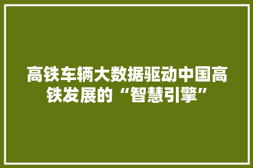 高铁车辆大数据驱动中国高铁发展的“智慧引擎”