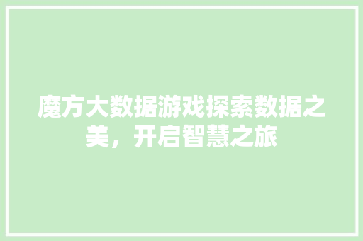 魔方大数据游戏探索数据之美，开启智慧之旅