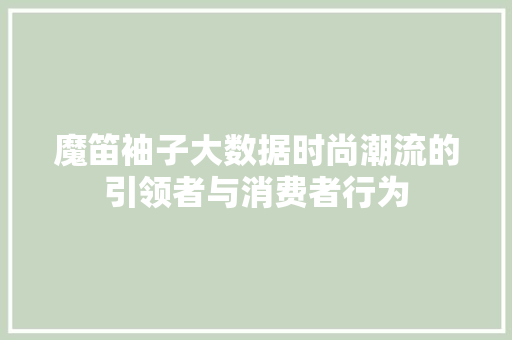 魔笛袖子大数据时尚潮流的引领者与消费者行为