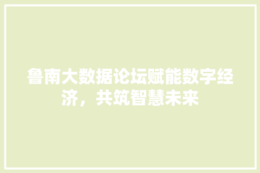 鲁南大数据论坛赋能数字经济，共筑智慧未来
