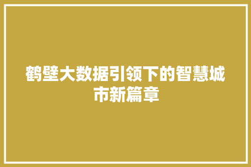 鹤壁大数据引领下的智慧城市新篇章