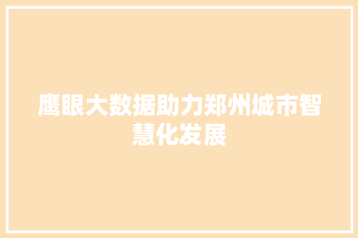 鹰眼大数据助力郑州城市智慧化发展 鹰眼大数据助力郑州城市智慧化发展