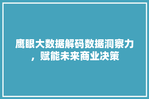 鹰眼大数据解码数据洞察力,赋能未来商业决策 鹰眼大数据解码数据洞察力,赋能未来商业决策