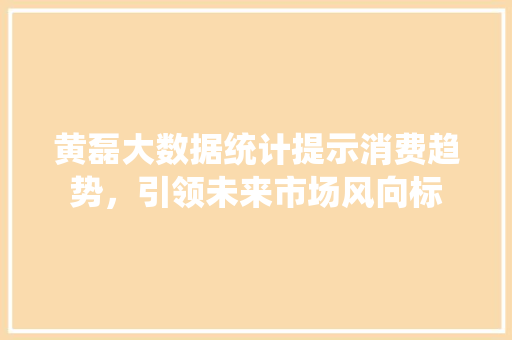 黄磊大数据统计提示消费趋势，引领未来市场风向标