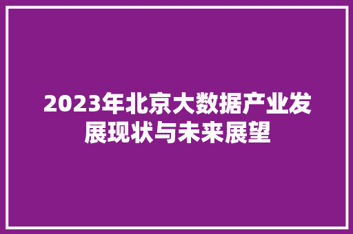 2023年北京大数据产业发展现状与未来展望
