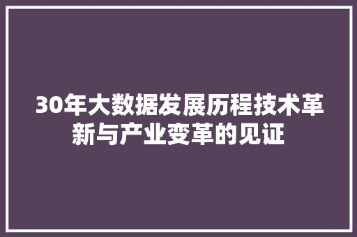 30年大数据发展历程技术革新与产业变革的见证