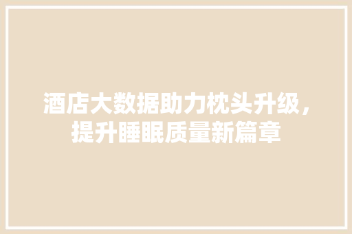 酒店大数据助力枕头升级，提升睡眠质量新篇章