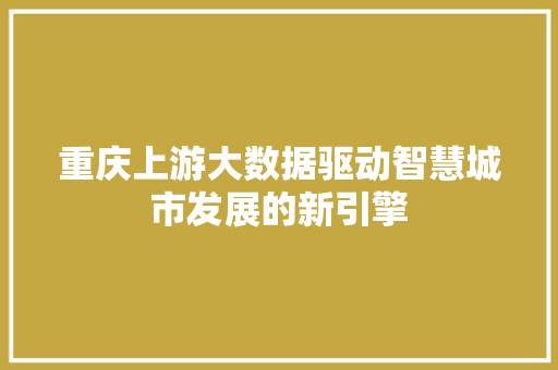 重庆上游大数据驱动智慧城市发展的新引擎
