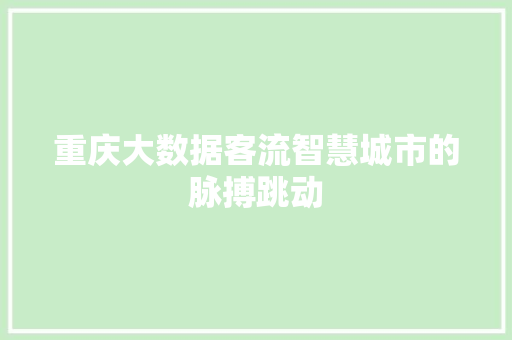 重庆大数据客流智慧城市的脉搏跳动