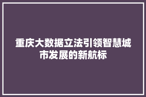 重庆大数据立法引领智慧城市发展的新航标