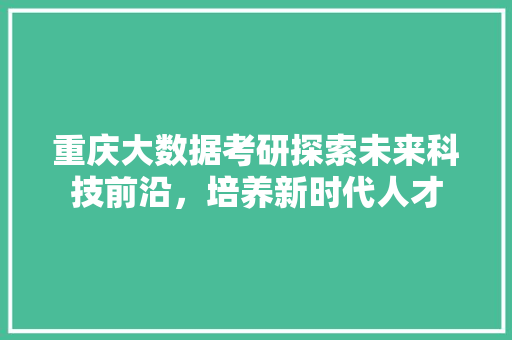 重庆大数据考研探索未来科技前沿，培养新时代人才