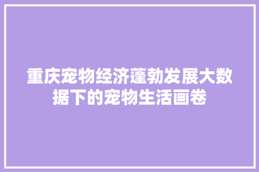 重庆宠物经济蓬勃发展大数据下的宠物生活画卷