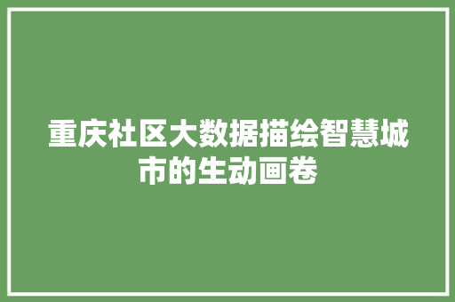 重庆社区大数据描绘智慧城市的生动画卷