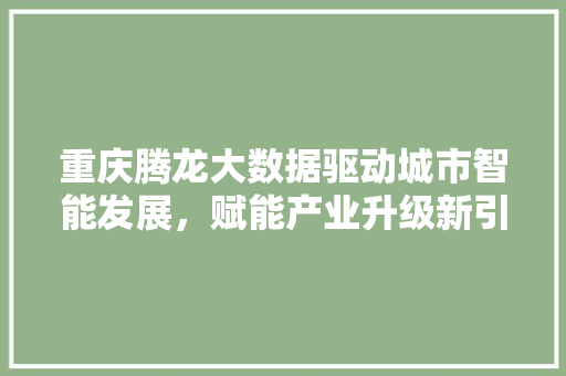 重庆腾龙大数据驱动城市智能发展，赋能产业升级新引擎