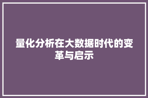 量化分析在大数据时代的变革与启示