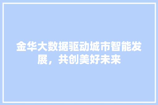 金华大数据驱动城市智能发展，共创美好未来