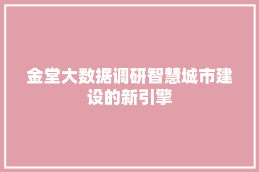 金堂大数据调研智慧城市建设的新引擎