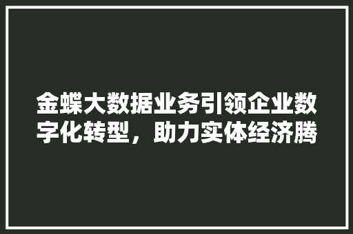 金蝶大数据业务引领企业数字化转型，助力实体经济腾飞