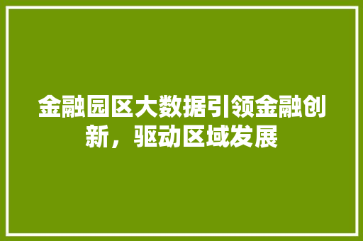 金融园区大数据引领金融创新，驱动区域发展