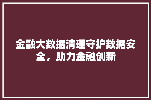 金融大数据清理守护数据安全，助力金融创新