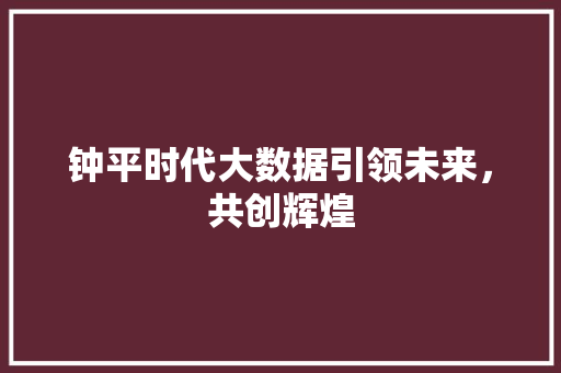 钟平时代大数据引领未来，共创辉煌
