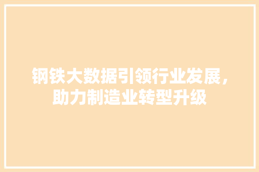 钢铁大数据引领行业发展，助力制造业转型升级