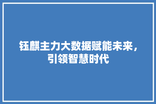 钰麒主力大数据赋能未来，引领智慧时代