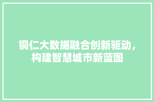 铜仁大数据融合创新驱动，构建智慧城市新蓝图