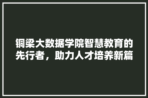 铜梁大数据学院智慧教育的先行者，助力人才培养新篇章