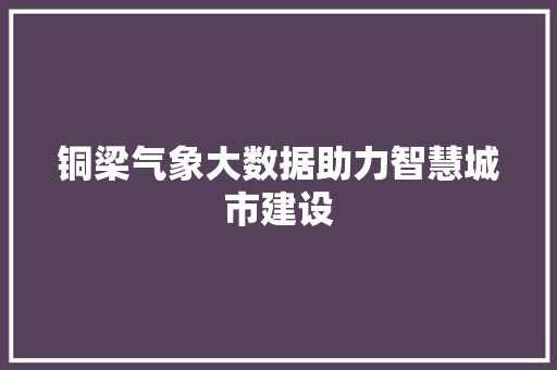 铜梁气象大数据助力智慧城市建设