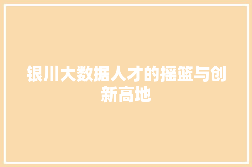 银川大数据人才的摇篮与创新高地