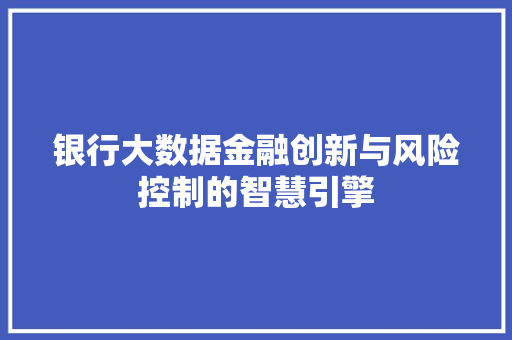 银行大数据金融创新与风险控制的智慧引擎