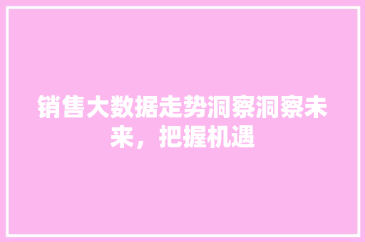 销售大数据走势洞察洞察未来，把握机遇