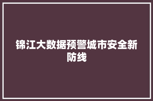 锦江大数据预警城市安全新防线