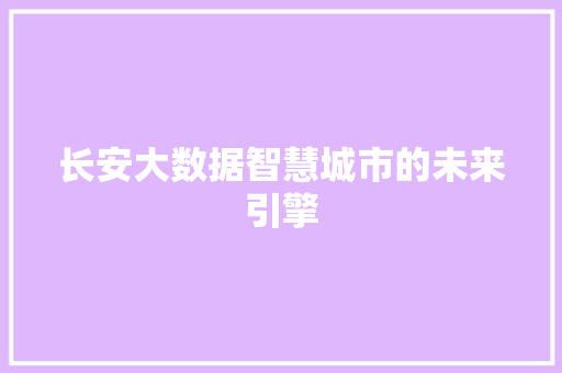 长安大数据智慧城市的未来引擎
