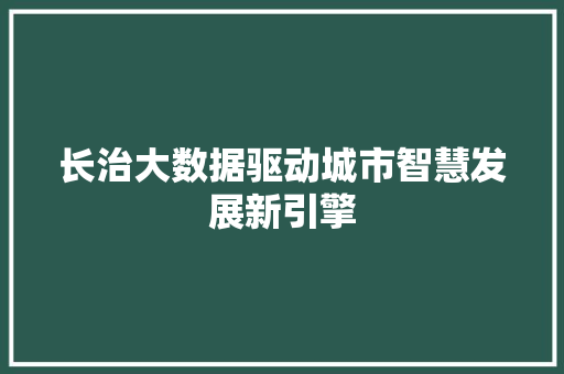 长治大数据驱动城市智慧发展新引擎